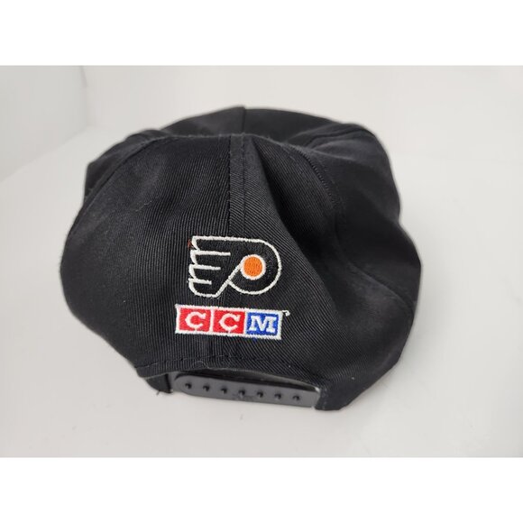 Vintage 80s 90s Philadelphia Flyers NHL CCM American Needle Snapback Hat Black - Picture 3 of 11